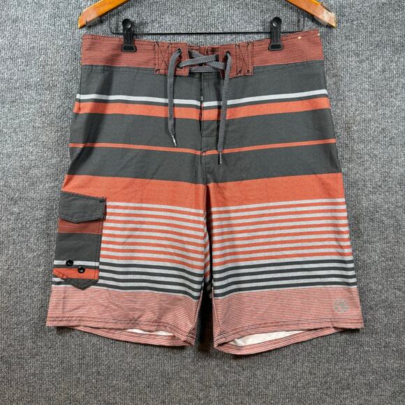 Ocean Current Swim Shorts Men's 32 Orange/Black Striped Drawstring Beachwear - Picture 1 of 9